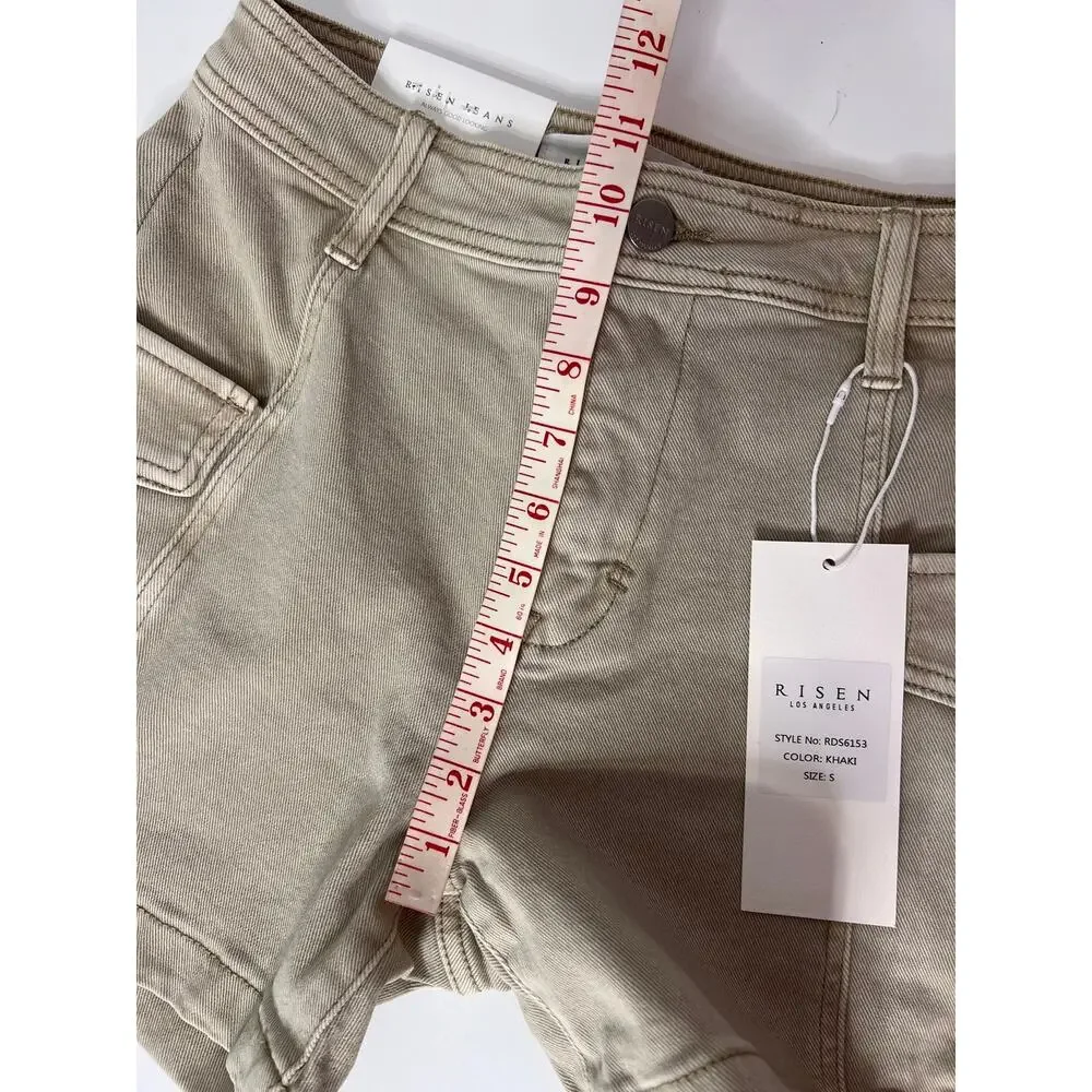 Risen Khaki Cargo Shorts Women’s Size Small NWT High Rise Utility Tan